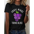 Women'WB shield Grape Minds Think Alike Funny Fruit Pun Short Sleeve Crew Neck T-Shirt 100% Cotton Hoodie, Sweatshirt