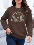 Women'WB shield Graphic & Letter Print Crew Neck Sweatshirt, Casual Long Sleeve Pullover for Spring & Fall, Fashion...