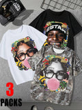 Women'WB shield Graphic & Letter Print Round Neck Tee, Fashion Casual Crew Neck Short Sleeve T-shirt for Daily Holiday...