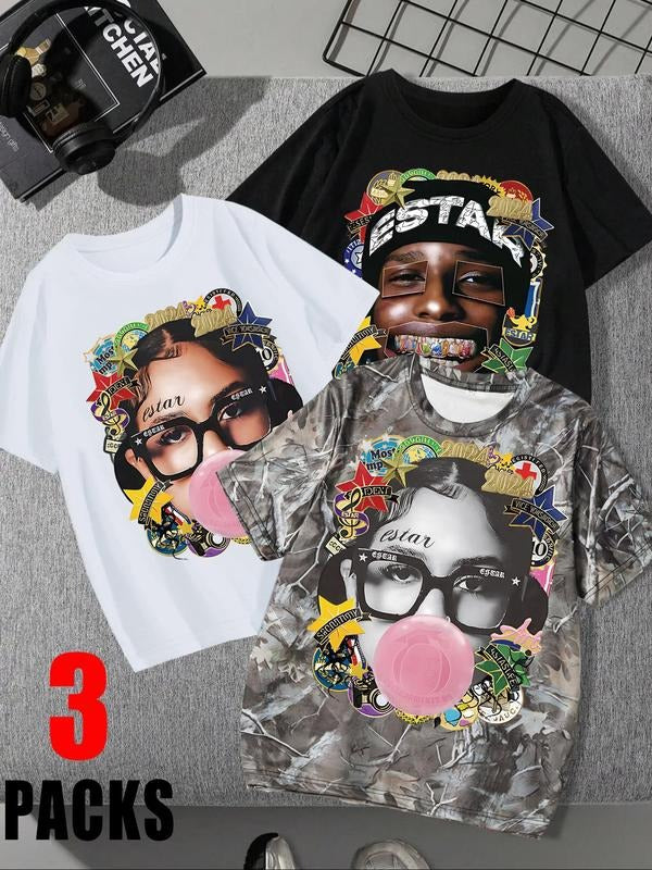 Women'WB shield Graphic & Letter Print Round Neck Tee, Fashion Casual Crew Neck Short Sleeve T-shirt for Daily Holiday...