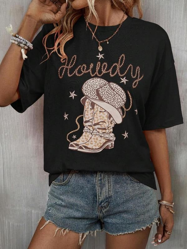 Women'WB shield Graphic Drop Shoulder Half Sleeve Tee, Summer TNF Women, Fashion Casual Crew Neck T-Shirt for Daily...