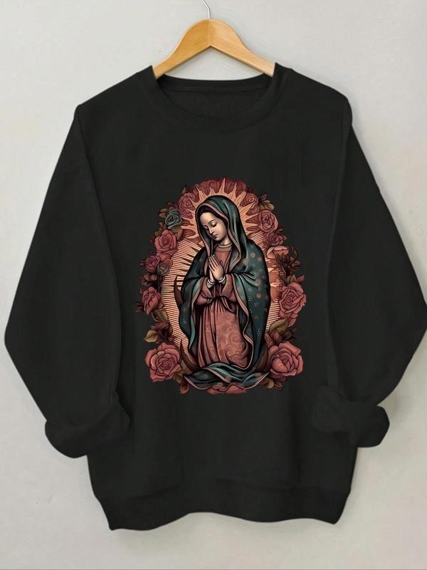 Women'WB shield Graphic Drop Shoulder Sweatshirt, Casual Long Sleeve Round Neck Pullover for Daily Wear, Ladies TNF for...