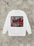 Women'WB shield Graphic Letter Print Round Neck Sweatshirt, Casual Long Sleeve Pullover for Fall & Winter, Women'WB...