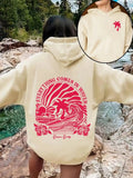 Women'WB shield Graphic Print Hoodie, Casual Long Sleeve Hooded Sweatshirt for Spring & Fall, Fashion Women'WB shield Top...