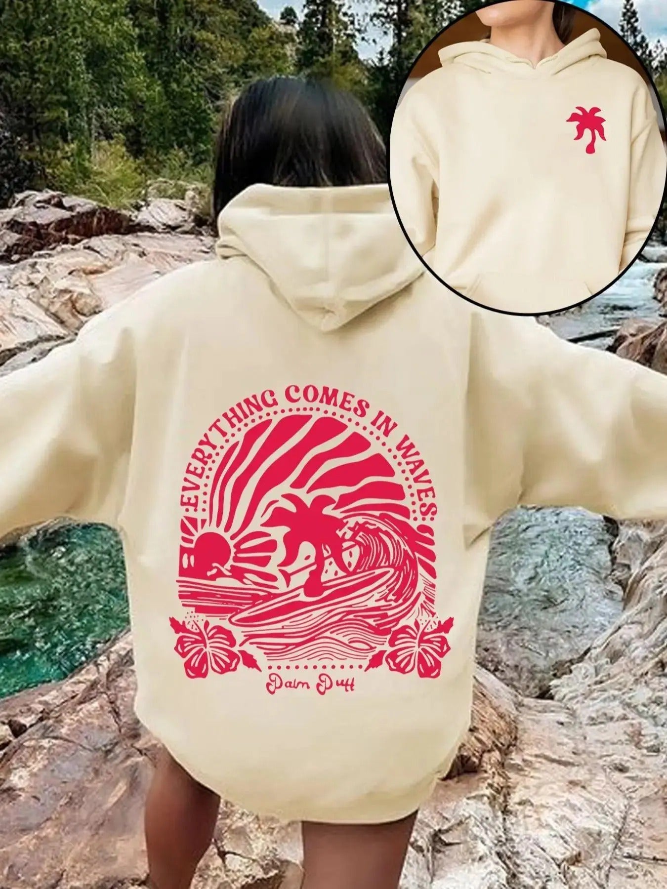 Women'WB shield Graphic Print Hoodie, Casual Long Sleeve Hooded Sweatshirt for Spring & Fall, Fashion Women'WB shield Top...
