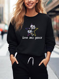 Women'WB shield Graphic Print Round Neck Sweatshirt, Casual Fashion Drop Shoulder Long Sleeve Pullover for Daily Wear,...