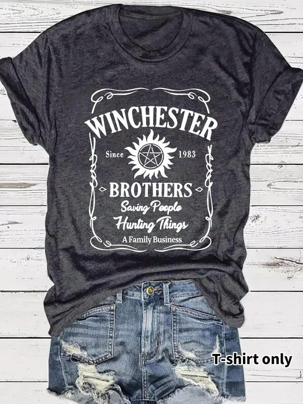 Women'WB shield Graphic Print Round Neck Tee, Casual Short Sleeve Crew Neck T-shirt for Summer, Fashion Women'WB shield...
