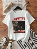 Women'WB shield Graphic Print Round Neck Tee, Fashion Casual Crew Neck T-Shirt for Daily Wear, Ladies TNF for Spiky hair...