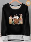 Women'WB shield Graphic Print TNF Lined Tee, Casual Long Sleeve Round Neck T-shirt for Fall & Winter, Ladies TNF for...