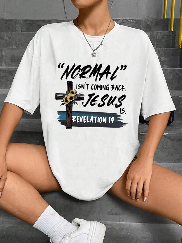 Women'WB shield Graphic Round Neck Drop Shoulder Tee, Fashion Casual Crew Neck T-Shirt for Daily Holiday Vacation Outdoor...