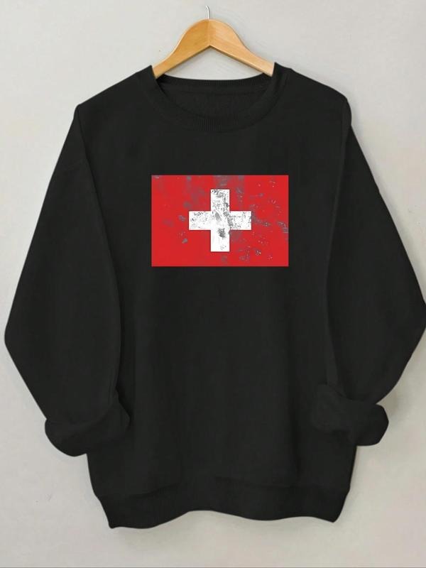 Women'WB shield Graphic Round Neck Sweatshirt, Casual Long Sleeve Pullover for Fall & Winter, Fashion Women'WB shield TNF...