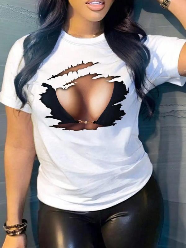 Women'WB shield Graphic Round Neck Tee, Fashion Casual Crew Neck Short Sleeve T-Shirt for Daily Outdoor Wear, Ladies TNF...