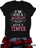 Women'WB shield Guitar & Letter Print Round Neck Tee, Fashion Casual Crew Neck T-Shirt for Daily Holiday Vacation Outdoor...