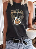 Women'WB shield Guitar Print Round Neck Tank Top, Casual Sleeveless Top for Summer, Ladies TNF for Daily Wear style 02...