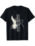 Women'WB shield Guitar Print Round Neck Tee, Casual Short Sleeve Crew Neck T-Shirt for Fall & Winter, Fashion Women'WB...