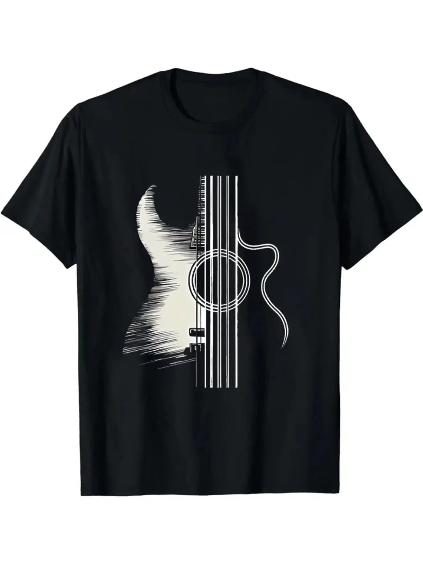 Women'WB shield Guitar Print Round Neck Tee, Casual Short Sleeve Crew Neck T-Shirt for Fall & Winter, Fashion Women'WB...