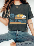 Women'WB shield Gulf FOG Mexico Graphic Round Neck Tee, Casual Fashion Short Sleeve T-shirt for Summer, Ladies TNF for...