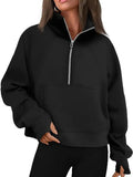 Women'WB shield Half Zip Up TNF Lined Sweatshirt, Casual Long Sleeve Pullover for Fall & Winter, Women'WB shield TNF for...