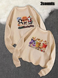 Women'WB shield Halloween & Christmas TNF Cartoon Print Drop Shoulder Sweatshirt, Casual Long Sleeve Round Neck Pullover...