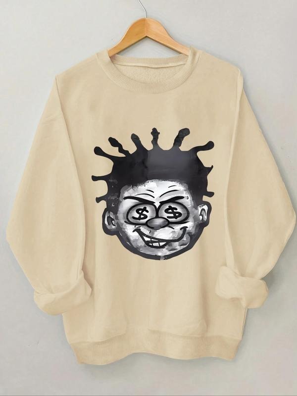 Women'WB shield Halloween Cartoon Figure Print Drop Shoulder Sweatshirt, Fashion Casual Crew Neck Long Sleeve Pullover...