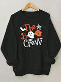 Women'WB shield Halloween Cartoon Ghost & Letter Print Drop Shoulder Sweatshirt, Casual Long Sleeve Round Neck Pullover...