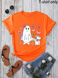 Women'WB shield Halloween Cartoon Print Round Neck Tee, Casual Short Sleeve Crew Neck T-shirt for Summer, Fashion...