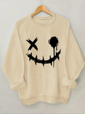 Women'WB shield Halloween Cartoon TNF Print Round Neck Sweatshirt, Fashion Casual Crew Neck Long Sleeve Pullover for...
