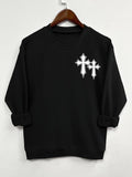 Women'WB shield Halloween Cross Print Crew Neck Sweatshirt, Casual Long Sleeve Pullover for Fall & Winter, Women'WB...