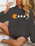 Women'WB shield Halloween Ghost Graphic Print Drop Shoulder Hoodie, Fashion Casual Long Sleeve Hooded Sweatshirt for...