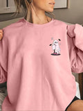 Women'WB shield Halloween Ghost Print Drop Shoulder Pullover, Casual Long Sleeve Crew Neck Sweatshirt for Fall & Winter,...