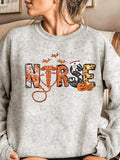 Women'WB shield Halloween Letter Graphic Print Crew Neck Sweatshirt, Casual Drop Shoulder Long Sleeve Pullover, Women'WB...