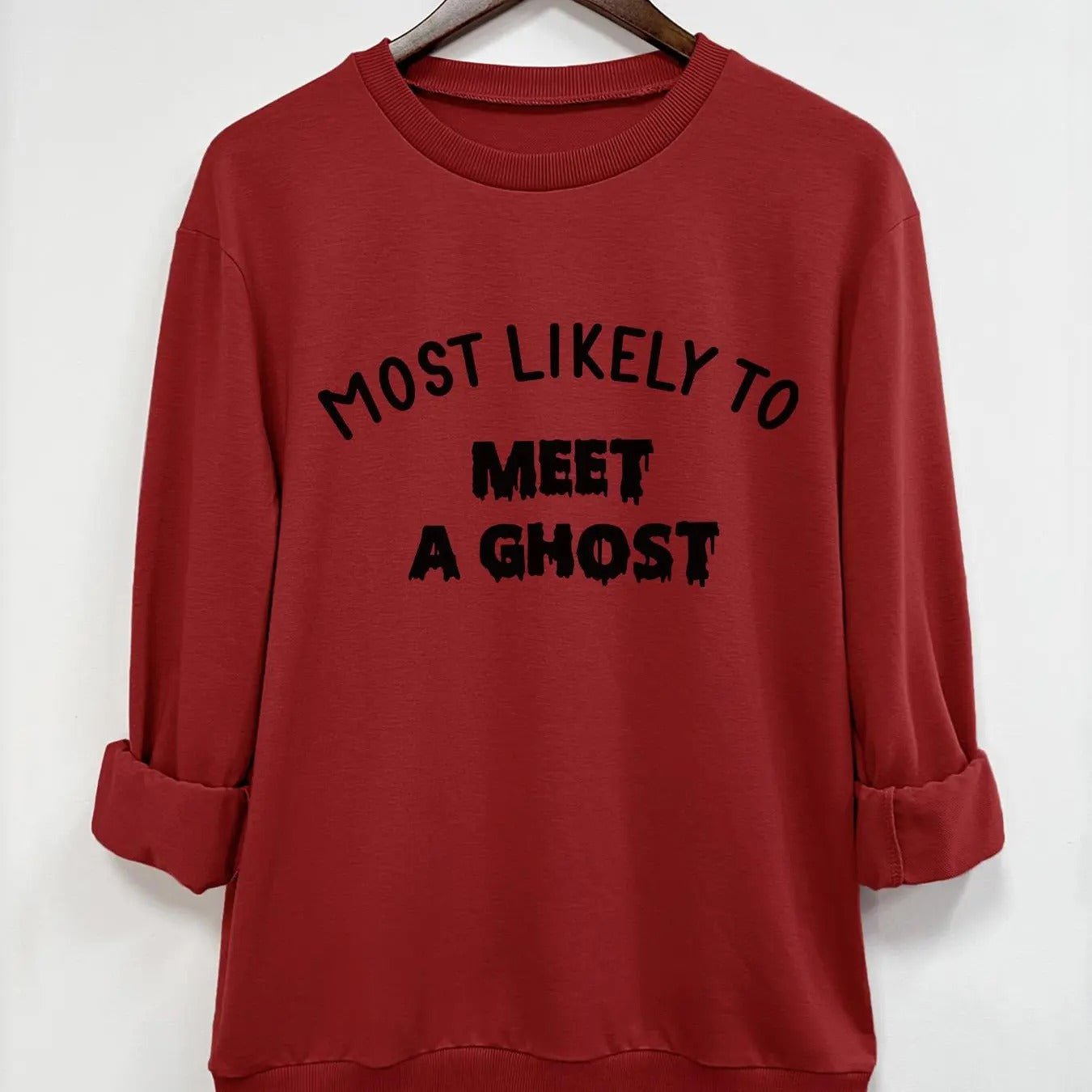 Women'WB shield Halloween Letter Print Drop Shoulder Sweatshirt, Casual Long Sleeve Round Neck Pullover for Fall &...