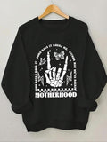 Women'WB shield Halloween Skeleton & Letter Print Drop Shoulder Sweatshirt, Casual Long Sleeve Round Neck Pullover for...