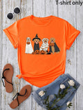 Women'WB shield Halloween TNF Dog Print Round Neck Tee, Cute Casual Short Sleeve T-Shirt for Daily Wear, Ladies Summer...