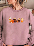 Women'WB shield Halloween TNF Drink Print Drop Shoulder Sweatshirt, Casual Long Sleeve Round Neck Pullover for Daily...