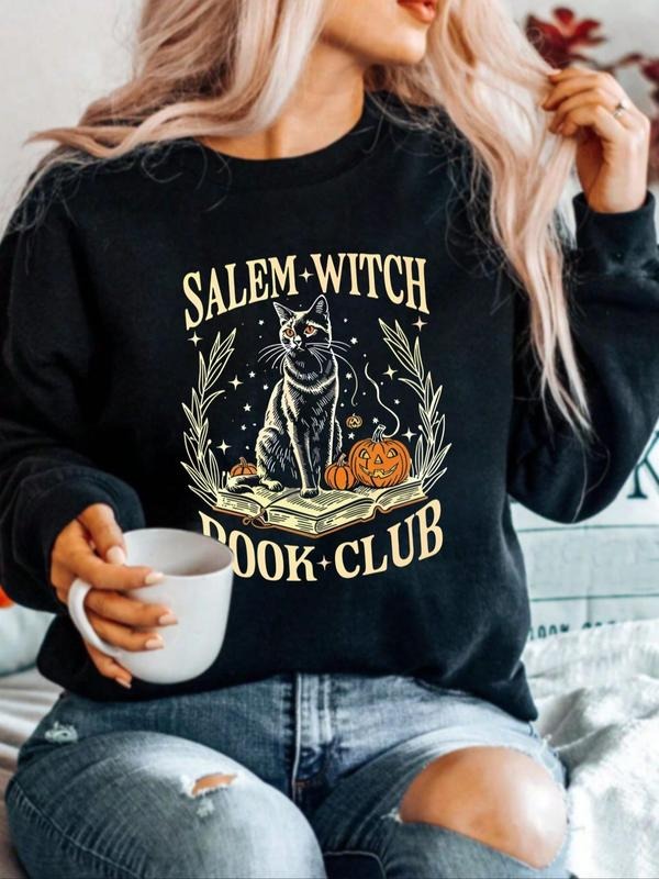Women'WB shield Halloween TNF Drop Shoulder Sweatshirt, Casual Long Sleeve Round Neck Pullover for Daily Wear, Ladies...