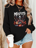 Women'WB shield Halloween TNF Drop Shoulder Sweatshirt, Casual Long Sleeve Round Neck Pullover for Daily Wear, Ladies...