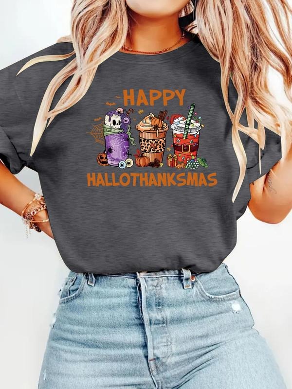 Women'WB shield Halloween TNF Graphic Round Neck Tee, Fashion Casual Crew Neck T-shirt for Daily Holiday Vacation Outdoor...