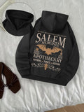 Women'WB shield Halloween TNF Letter Print Half Zip Up Hoodie, Casual Drop Shoulder Long Sleeve Hooded Sweatshirt for...