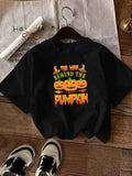 Women'WB shield Halloween TNF Pumpkin Print Round Neck Tee, Casual Short Sleeve Crew Neck T-Shirt for Daily Holiday...