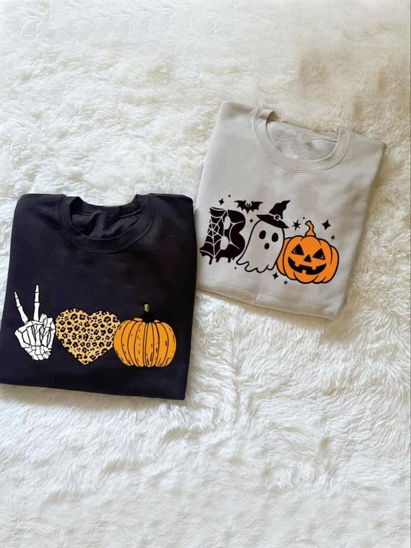 Women'WB shield Halloween TNF Round Neck Sweatshirt, Casual Long Sleeve Crew Neck Pullover for Fall & Winter, Ladies TNF...