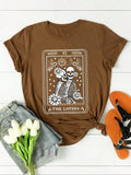 Women'WB shield Halloween TNF Skull & Floral Print Round Neck Tee, Summer TNF Women Trendy Casual Letter Print Short...