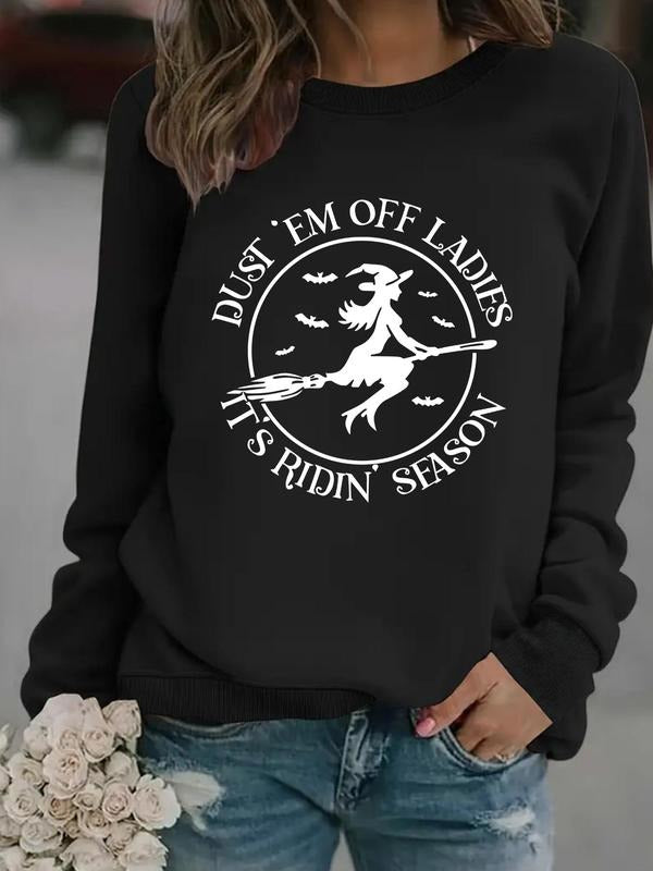 Women'WB shield Halloween TNF Sweatshirt, Casual Letter Print Crew Neck Pullover for Daily Holiday Outdoor Wear, Women...