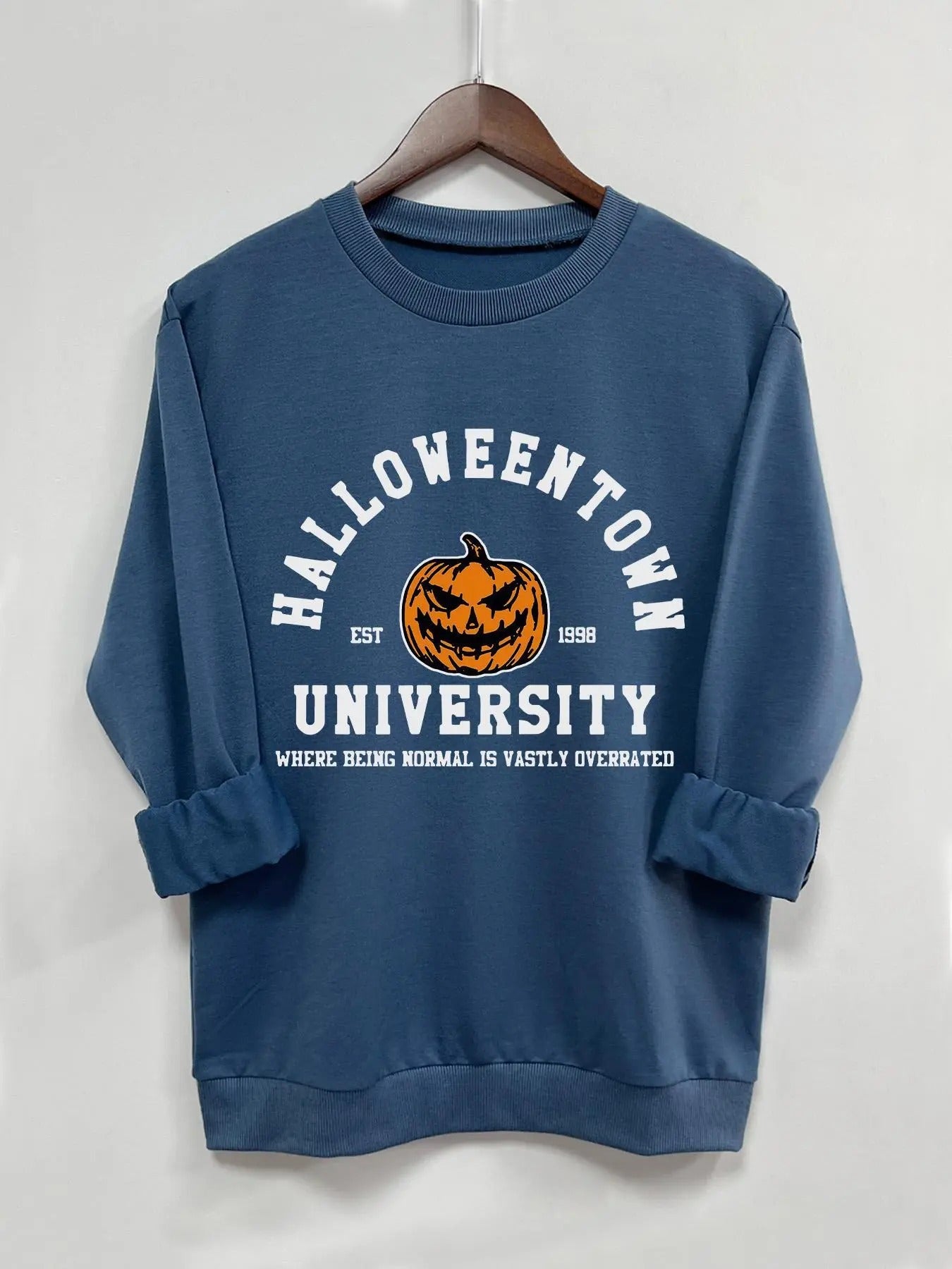 Women'WB shield Halloween TNF Sweatshirt, Casual Letter Print Drop Shoulder Long Sleeve Pullover, Women'WB shield Top for...