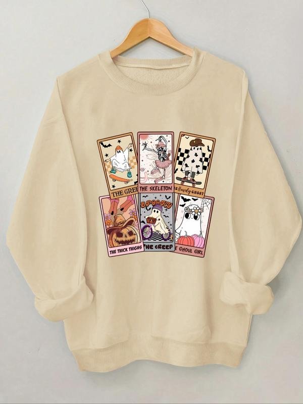 Women'WB shield Halloween TNF Sweatshirt, Casual Long Sleeve Round Neck Pullover for Daily Wear, Ladies Spring & Fall TNF...