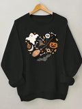 Women'WB shield Halloween TNF Sweatshirt, Casual Round Neck Long Sleeve Pullover for Daily Wear, Ladies Fall & Winter TNF...