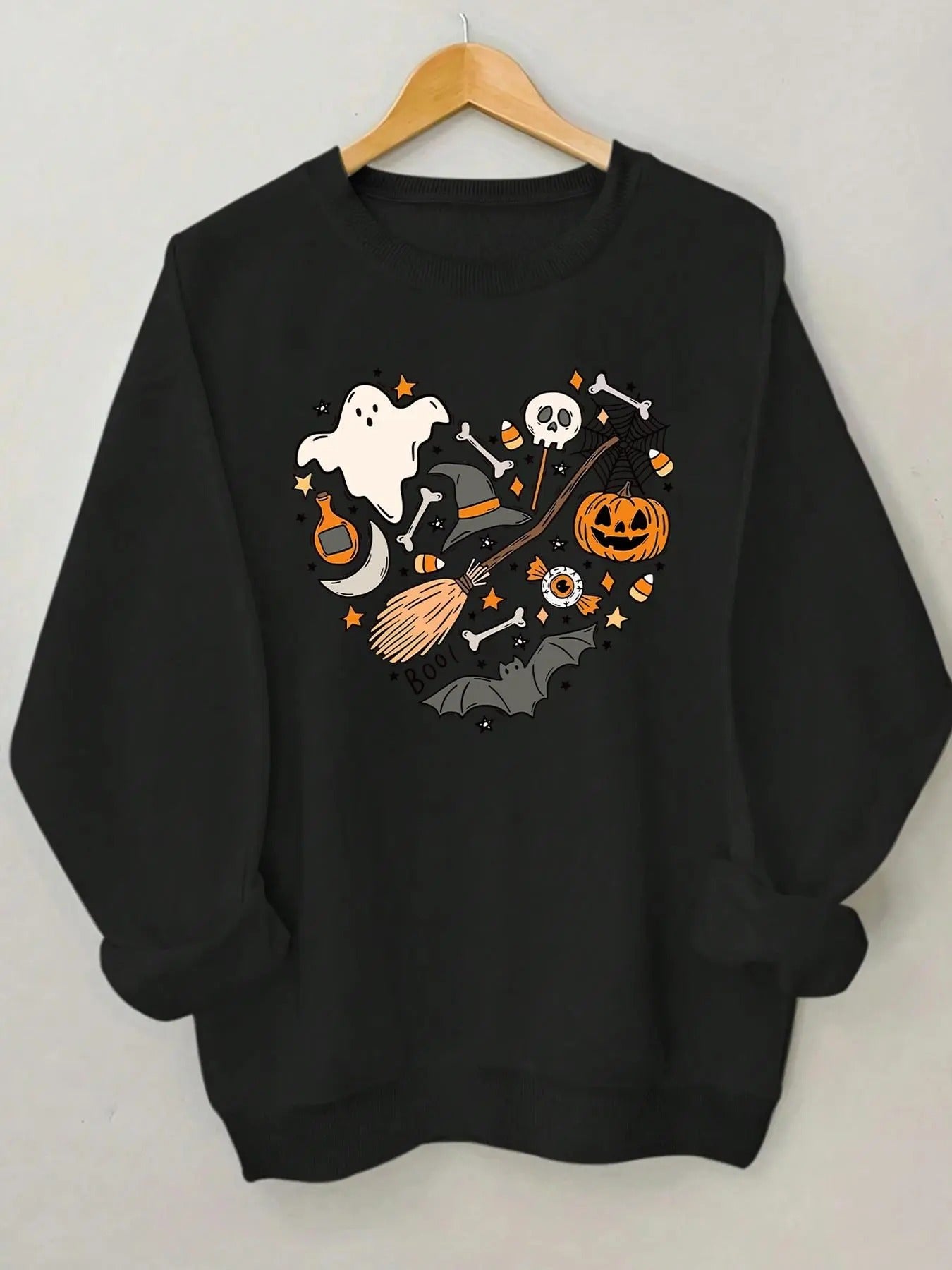 Women'WB shield Halloween TNF Sweatshirt, Casual Round Neck Long Sleeve Pullover for Daily Wear, Ladies Fall & Winter TNF...