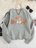 Women'WB shield Halloween TNF TNF Lined Sweatshirt, Casual Letter Print Drop Shoulder Pullover, Women'WB shield Fall &...
