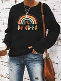 Women'WB shield Hand Print Round Neck Pullover, Fashion Casual Crew Neck Sweatshirt for Daily Holiday Outdoor Wear,...
