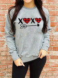 Women'WB shield Heart & Arrow Print Drop Shoulder Sweatshirt, Casual Long Sleeve Round Neck Pullover for Fall & Winter,...